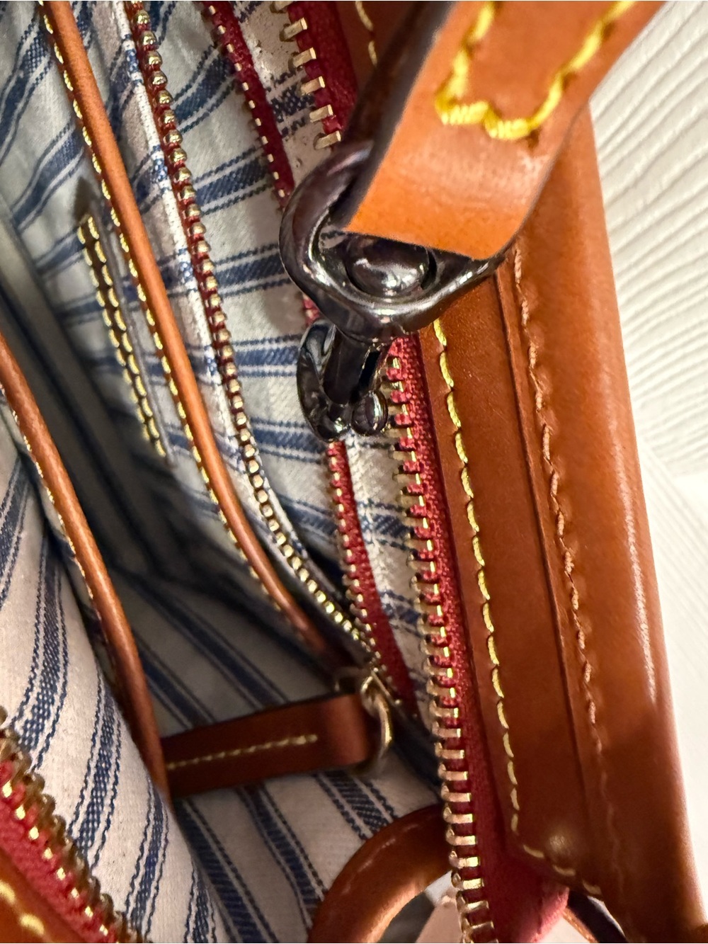 Dooney & Bourke Khaki and Tan Leather-Trim Messenger - Picture 4 of 16